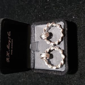 Silver Tone Twisted Rope Circle Earrings